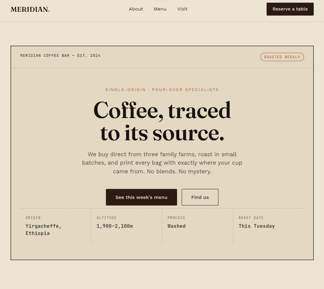 Responsive Small Business Website — Coffee Shop Concept
